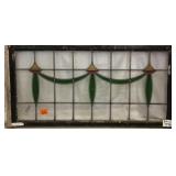CONTINENTAL ART NOUVEAU STAINED GLASS PANEL