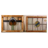 TWO ANTIQUE CONTINENTAL STAINED GLASS PANELS