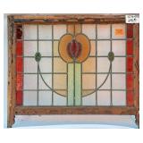 FRENCH ART NOUVEAU STAINED GLASS PANEL