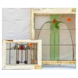 TWO CONTINENTAL STAINED GLASS PANELS