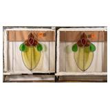 PAIR OF FRENCH ART NOUVEAU STAINED GLASS PANELS