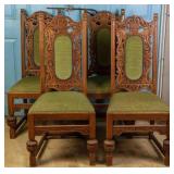 SET OF 4 FRENCH RENAISSANCE REVIVAL CARVED OAK CHA