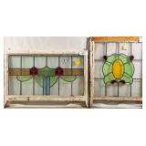 TWO CONTINENTAL STAINED GLASS PANELS