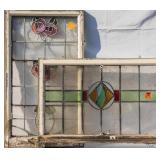 TWO FRENCH STAINED GLASS PANELS