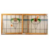 PAIR OF FRENCH ART NOUVEAU STAINED GLASS PANELS