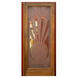 FRENCH ART NOUVEAU HARD PINE ETCHED GLASS DOOR