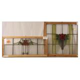 TWO FRENCH ART NOUVEAU STAINED GLASS PANELS