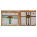 TWO FRENCH ART NOUVEAU STAINED GLASS PANELS