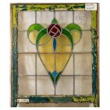 FRENCH ART NOUVEAU STAINED GLASS PANEL