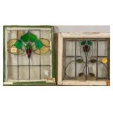 TWO FRENCH ART NOUVEAU STAINED GLASS PANELS