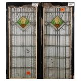 PAIR OF FRENCH ART DECO STAINED GLASS PANELS