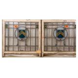 PAIR OF CONTINENTAL STAINED GLASS PANELS