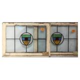 PAIR OF ENGLISH STAINED GLASS PANELS
