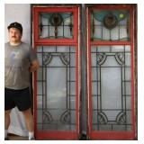 TWO ANTIQUE CONTINENTAL STAINED GLASS PANELS