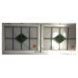 PAIR OF ANTIQUE IRISH STAINED GLASS PANELS