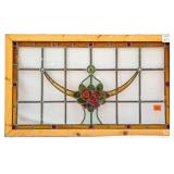 FRENCH ART NOUVEAU JEWELED STAINED GLASS PANEL