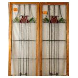 PAIR OF FRENCH ART NOUVEAU STAINED GLASS PANELS