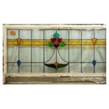 FRENCH ART NOUVEAU STAINED GLASS PANEL
