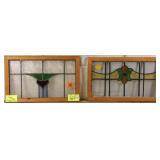 TWO ANTIQUE SCOTTISH STAINED GLASS PANELS