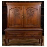 FRENCH CARVED OAK CABINET