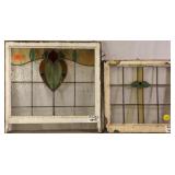 TWO FRENCH ART NOUVEAU STAINED GLASS PANELS