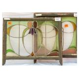 TWO FRENCH ART NOUVEAU STAINED GLASS PANELS
