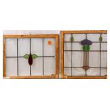 TWO CONTINENTAL STAINED GLASS PANELS