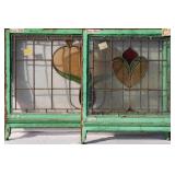TWO FRENCH ART NOUVEAU STAINED GLASS PANELS