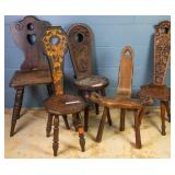 5 CARVED SPINNING CHAIRS