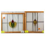 TWO ANTIQUE CONTINENTAL STAINED GLASS PANELS