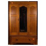 ENGLISH OAK MIRRORED WARDROBE