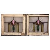 PAIR OF FRENCH ART NOUVEAU STAINED GLASS PANELS