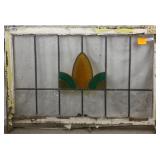 ANTIQUE CONTINENTAL STAINED GLASS PANEL