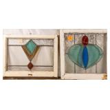 TWO CONTINENTAL STAINED GLASS PANELS