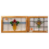 TWO FRENCH STAINED GLASS PANELS
