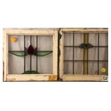 TWO ANTIQUE CONTINENTAL STAINED GLASS PANELS