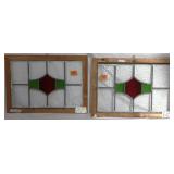 PAIR OF ANTIQUE IRISH STAINED GLASS PANELS
