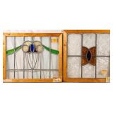 TWO FRENCH ART NOUVEAU STAINED GLASS PANELS