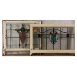 TWO FRENCH ART NOUVEAU STAINED GLASS PANELS