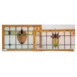 TWO ENGLISH ART DECO STAINED GLASS PANELS