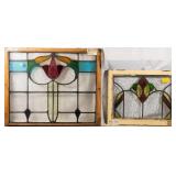 TWO FRENCH ART NOUVEAU STAINED GLASS PANELS