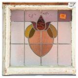 FRENCH ART NOUVEAU STAINED GLASS PANEL