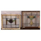 TWO IRISH STAINED GLASS PANELS