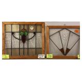 TWO ANTIQUE ENGLISH STAINED GLASS PANELS