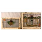TWO ANTIQUE CONTINENTAL STAINED GLASS PANELS