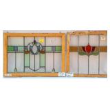 TWO FRENCH ART DECO STAINED GLASS PANELS