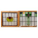 TWO CONTINENTAL STAINED GLASS PANELS