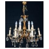 FRENCH 12-LIGHT GILT CRYSTAL CHANDELIER