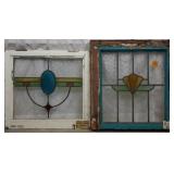 TWO ANTIQUE CONTINENTAL ART DECO GLASS PANELS