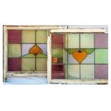PAIR OF FRENCH STAINED GLASS PANELS